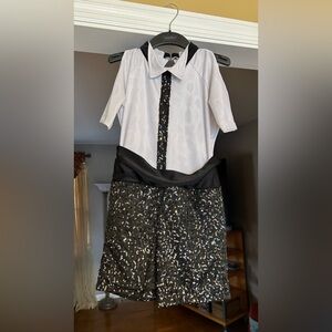 Revolution black & white cold shoulder dance costume - child large